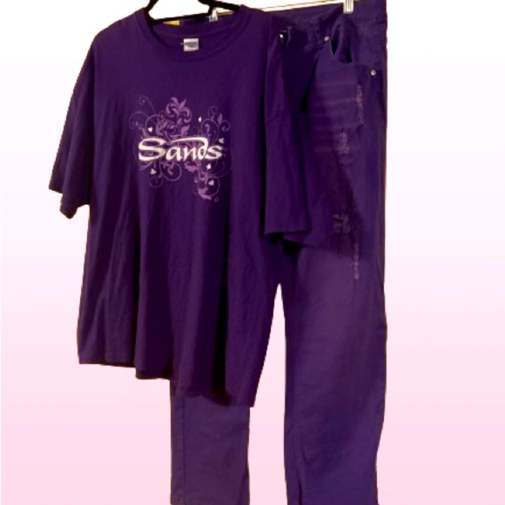 Purple 2 pc Bundle Sands Casino tee shirt 2XL pants size 14 both only $9